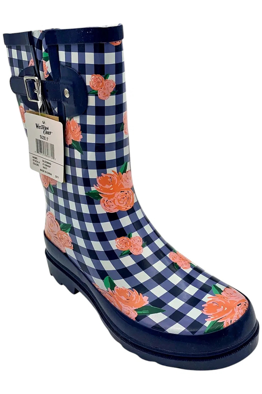 Western Chief Women's Waterproof Mid Rain Boot Blooming - Medium